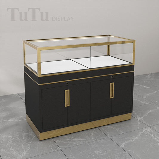 DM142 Brass Finish Display Counter Glass Case Base Cabinet