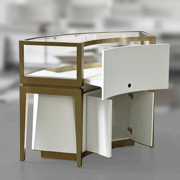 MT42 Curved Jewellery Display Counter with Base Cabinet