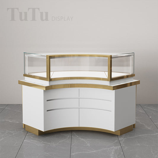 DM237 Luxury Store Curved Counter Display Cabinet