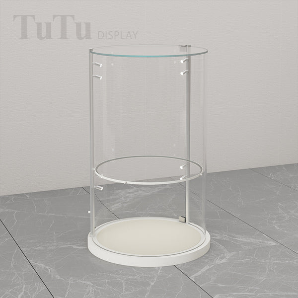 DM267 Round Glass Jewellery Display Case Lighted