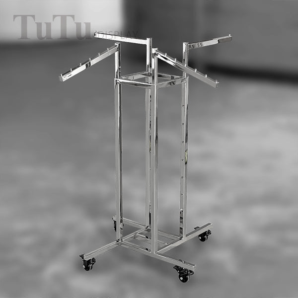 DM313 Adjustable 4-Way Clothing Display Rack with Caster