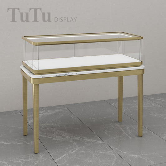 DM340 Filleted Corner Glass Showcase Metal Frame