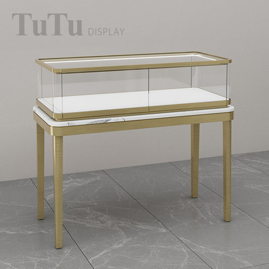 DM340 Filleted Corner Glass Showcase Metal Frame