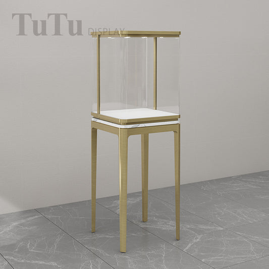 DM341 Filleted Corner Glass Tower Showcase Metal