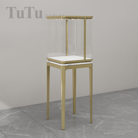 DM341 Filleted Corner Glass Tower Showcase Metal