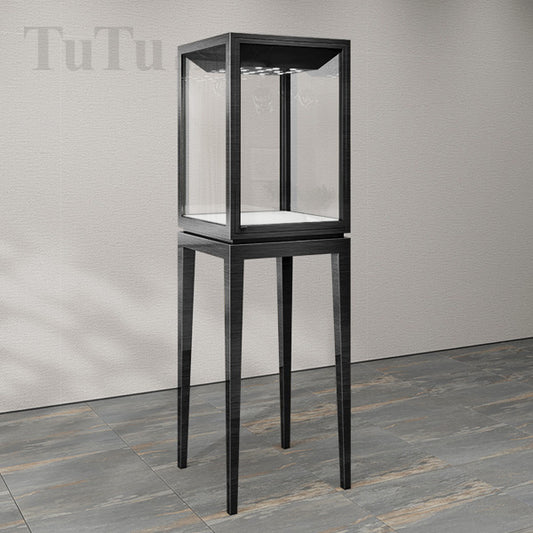 MT031-Black Stainless Steel Jewellery Glass Showcase