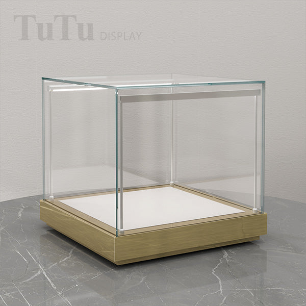 S135 Golden Countertop Glass Display Case Lighted Showcase