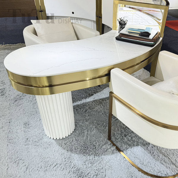 TBL011 Curved Table with Marble Top