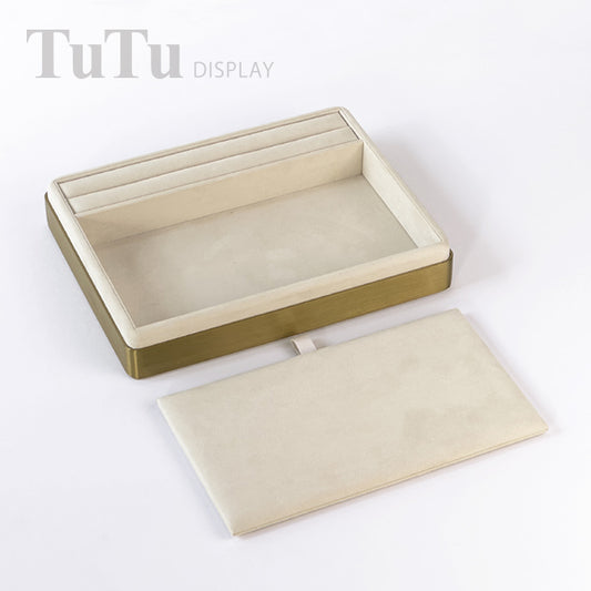 TR0178 Microsuede Jewelry Serving Tray Metal Frame