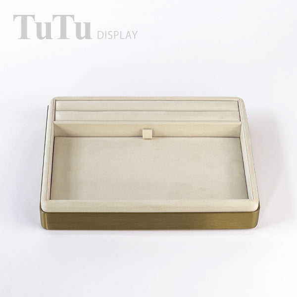 TR0178 Microsuede Jewelry Serving Tray Metal Frame