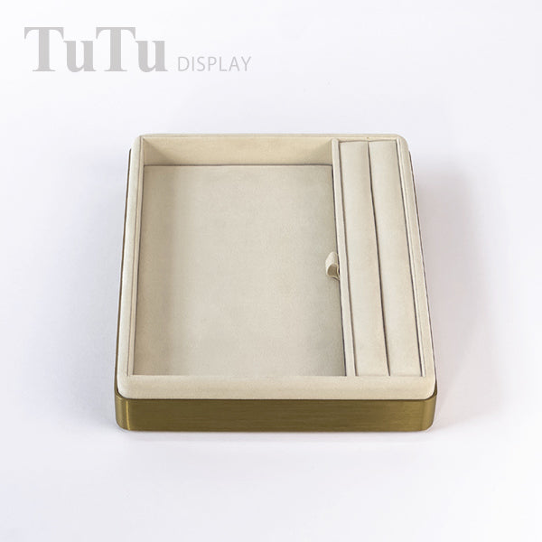 TR0178 Microsuede Jewelry Serving Tray Metal Frame