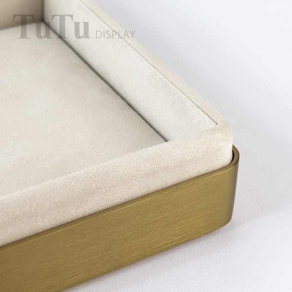 TR0178 Microsuede Jewelry Serving Tray Metal Frame