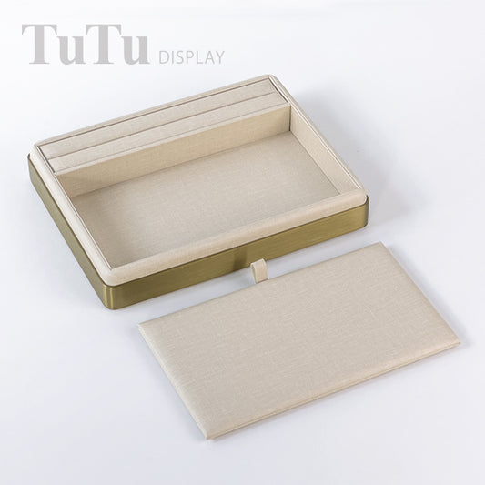 TR0181 PU Leather Jewelry Serving Tray Metal Frame