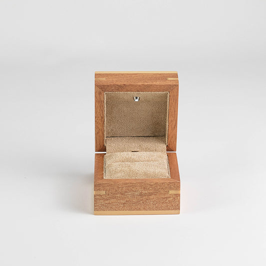 BX002 Jewelry Ring Box w/Led Light, Natural Wood Display Gift Box