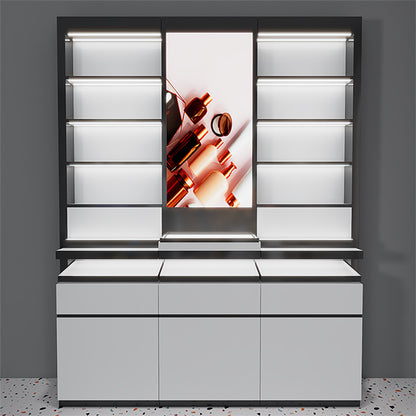 CM013 Makeup Store Wall Cosmetic Display Cabinet Lighted