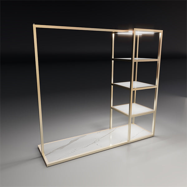 CR018 Clothes Rack Retail Displays Stand with 4 Shelves Marble