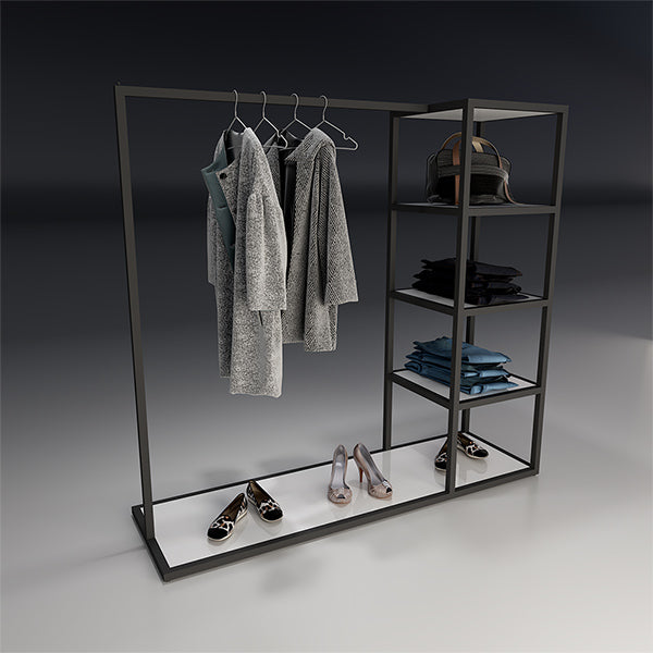 CR018 Clothes Rack Retail Displays Stand with 4 Shelves Marble