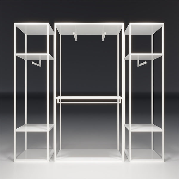 CR019 Custom Clothing Store Racks and Shelves Set Lighted