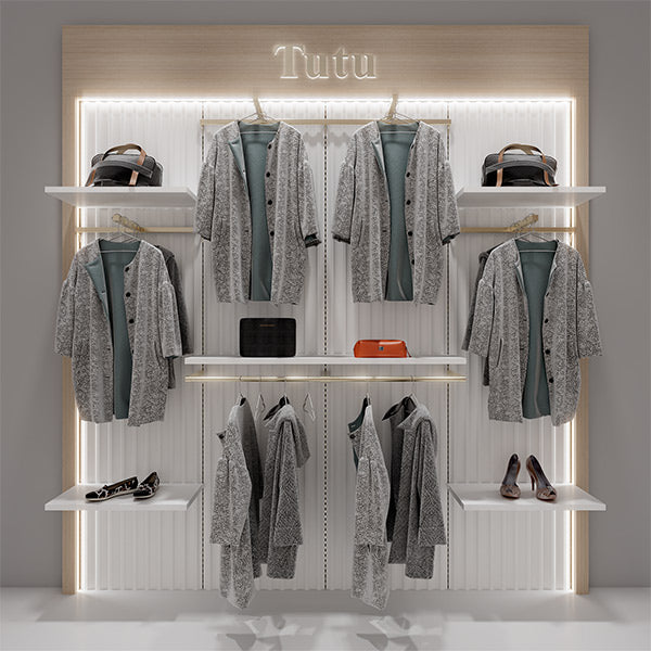 CR021 Wall Mounted Clothes Rack Adjustable With Shelf LED Light