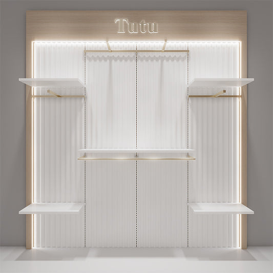 CR021 Wall Mounted Clothes Rack Adjustable With Shelf LED Light