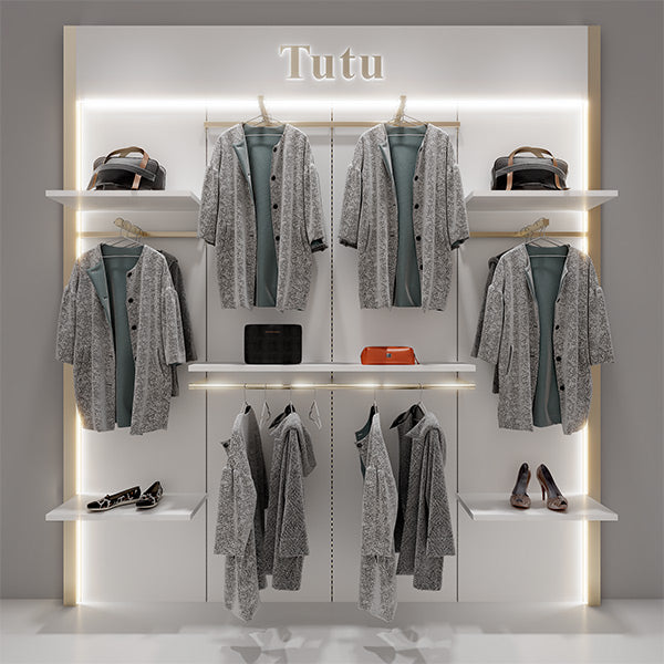CR021 Wall Mounted Clothes Rack Adjustable With Shelf LED Light