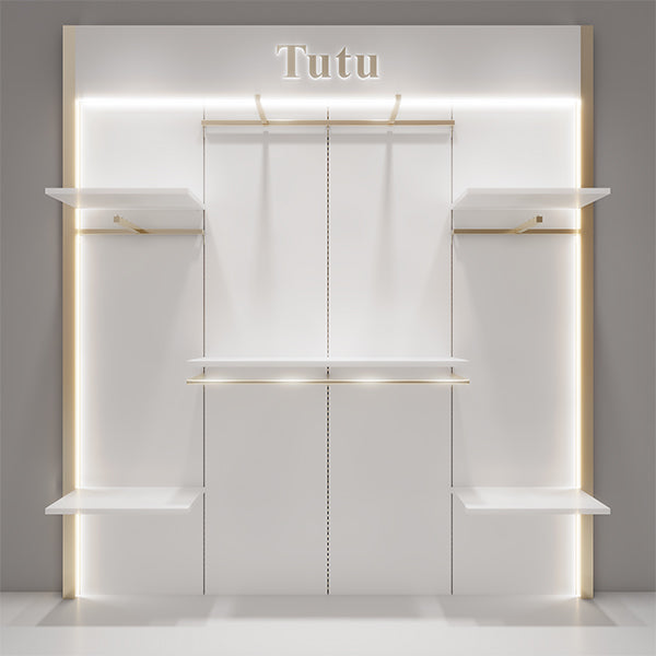 CR021 Wall Mounted Clothes Rack Adjustable With Shelf LED Light