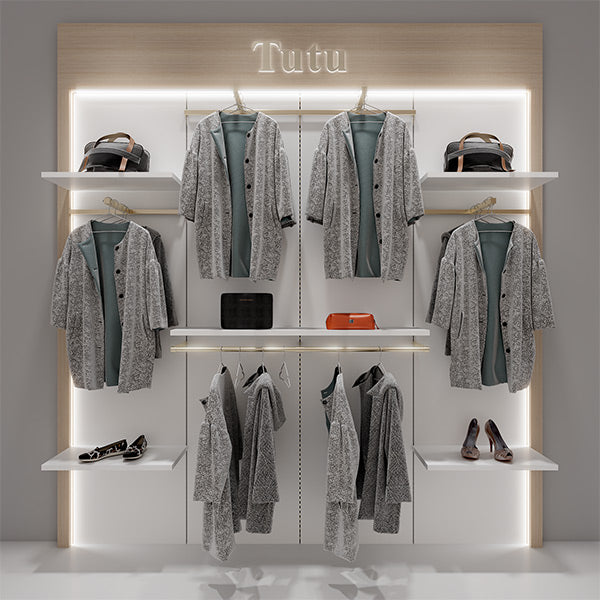 CR021 Wall Mounted Clothes Rack Adjustable With Shelf LED Light