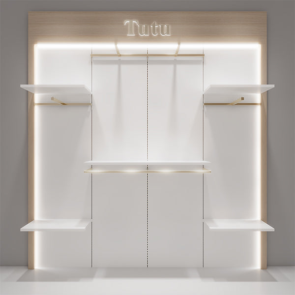 CR021 Wall Mounted Clothes Rack Adjustable With Shelf LED Light