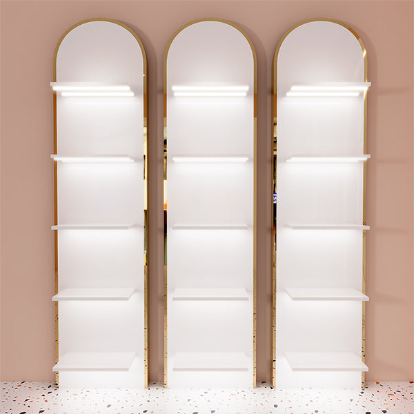 CR055 Handbag Store Display Wall Rack with Shelves LED Light