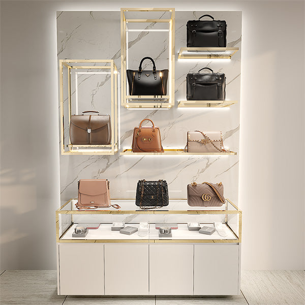 CR060 Wall Mounted Glass Lighted Handbag Display Shelf