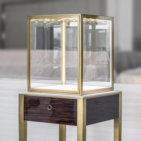DM166 Wooden Marble Jewelry Tower Display Case