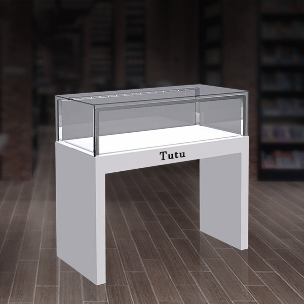 FA06 Glass Top Jewelry Display Case with Lock w/ Countertop Showcase