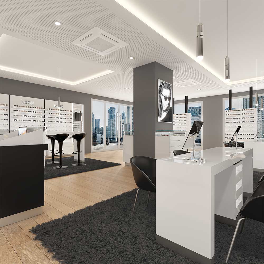 GD013 Glasses Retail Store Cashier Counter with Display Case