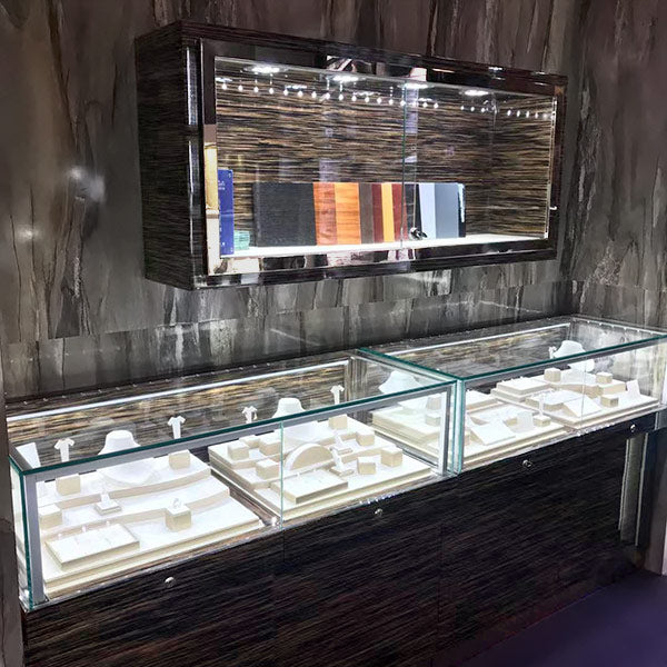 LX06 Wall Mounted Jewelry Glass Display Showcase w/ LED Lights