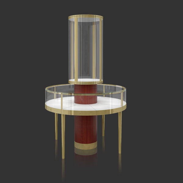 Rounded island Metal Jewelry display case with led light MT-18 Cabinet