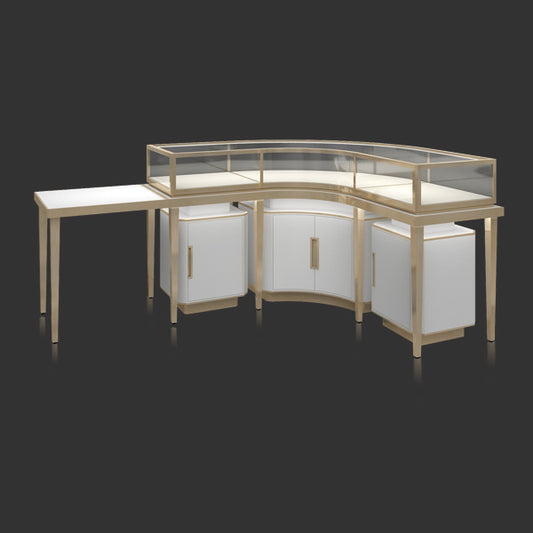 Curved Jewelry Display Case with Led Light MT-24 Showcase Back