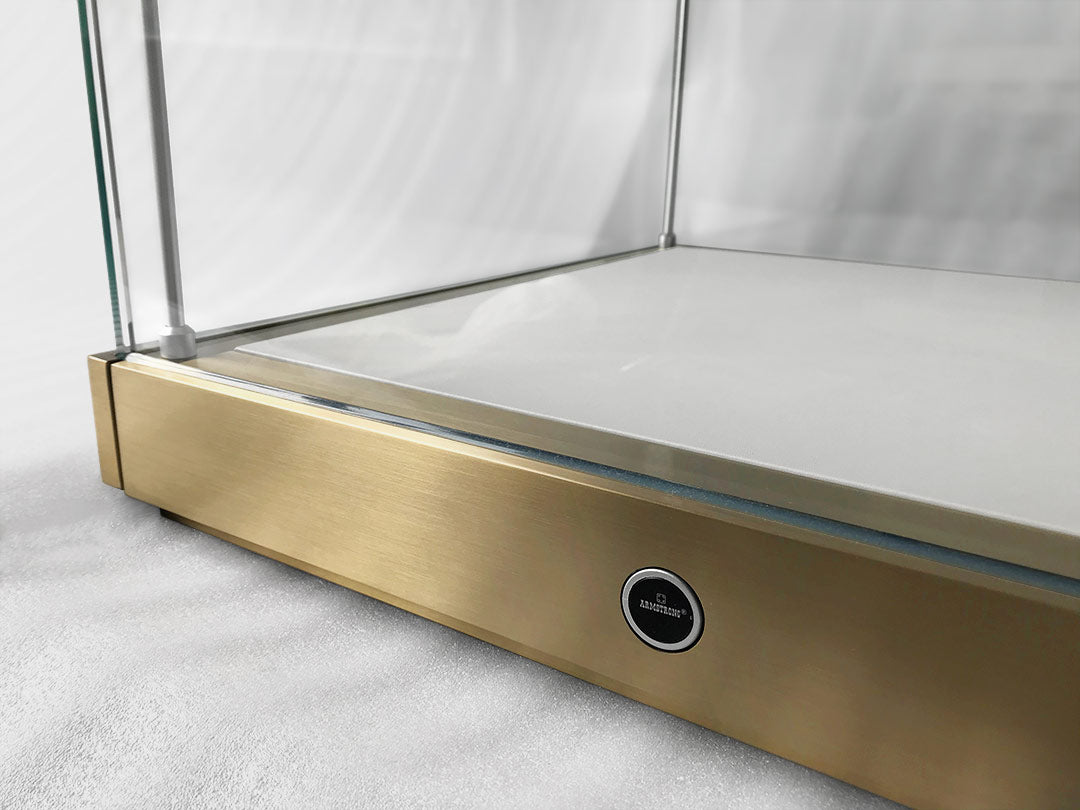 S135 Golden Countertop Glass Display Case Lighted Showcase