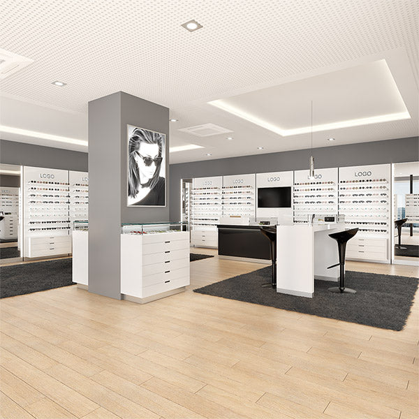 GD011 Eyewear Retail Store Vertical Lighted Mirror Wall Mounted
