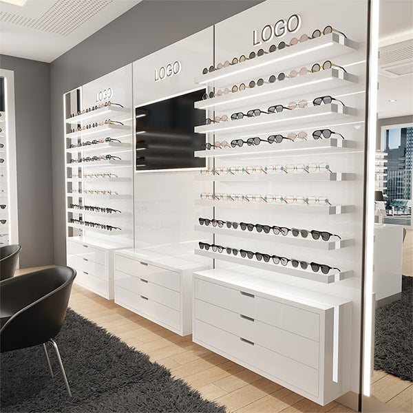 GD011 Eyewear Retail Store Vertical Lighted Mirror Wall Mounted