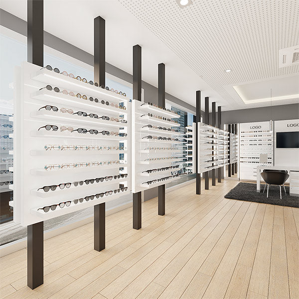 GD011 Eyewear Retail Store Vertical Lighted Mirror Wall Mounted
