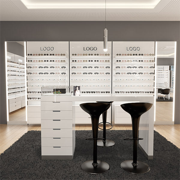 GD011 Eyewear Retail Store Vertical Lighted Mirror Wall Mounted