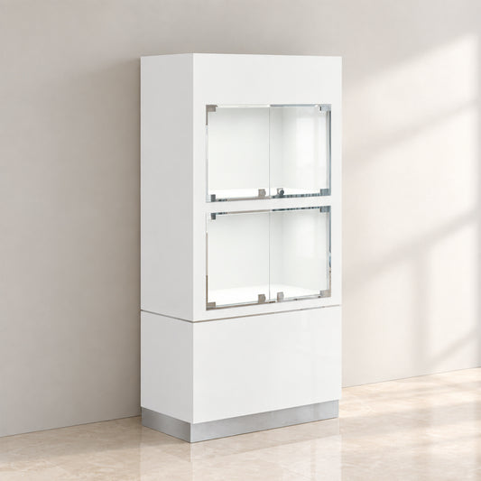 CA14009 White Display Cabinet with Glass Doors