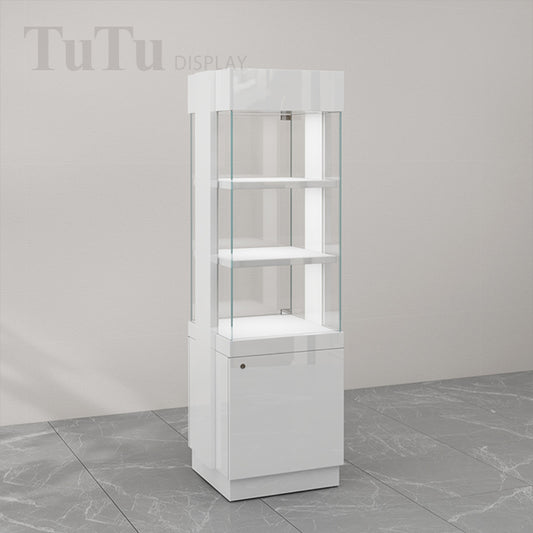 DM144 Jewelry Retail Glass Tower Dispaly Cabinet Lighted