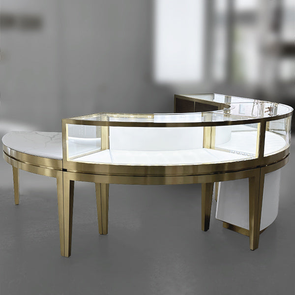 TBL010(DM192) Curved Metal Table with Marble Top