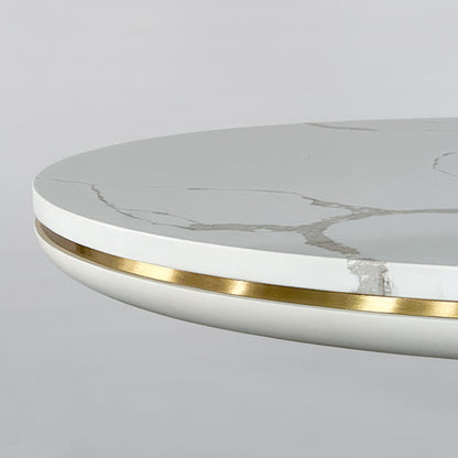 DM195 Round Metal Table with Marble Top