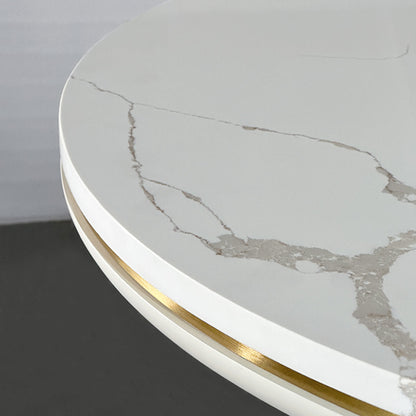 DM195 Round Metal Table with Marble Top