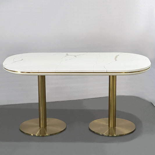 DM196 Oval Metal Table with Marble Top