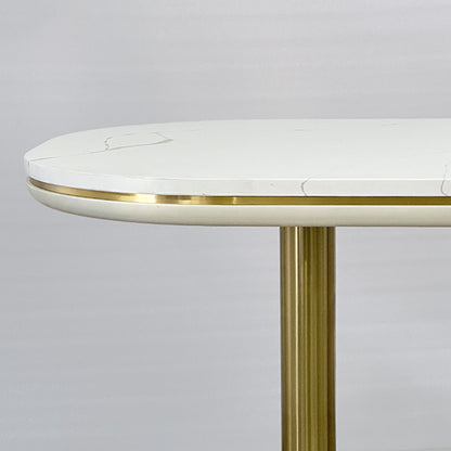 DM196 Oval Metal Table with Marble Top