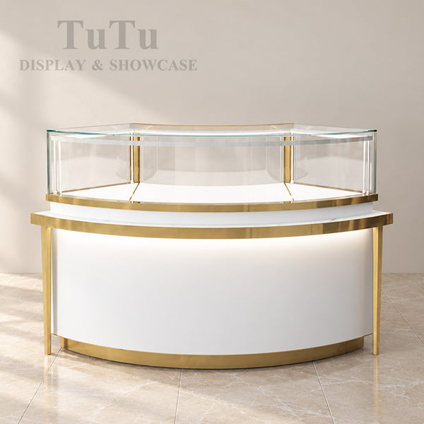 DM237 Luxury Store Curved Counter Display Cabinet