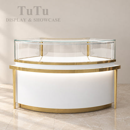 DM237 Luxury Store Curved Counter Display Cabinet